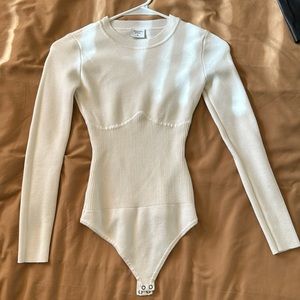 abercrombie white/cream sweater corset bodysuit